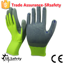 SRSAFETY 13g nitrile working dots gloves ,green gloves safety gloves ,nitrile gloves